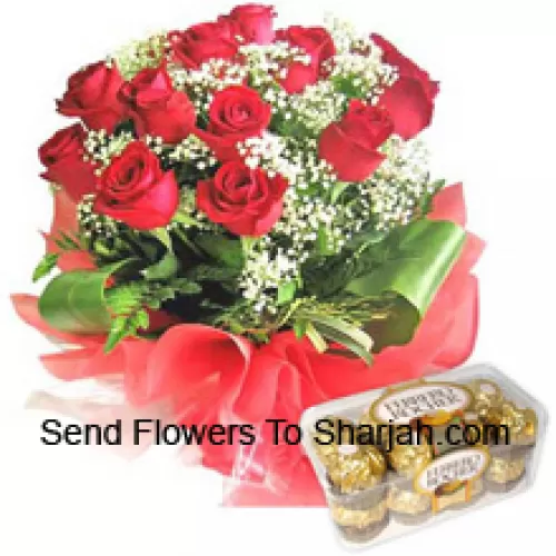 <b>Product Description</b><br><br>Bunch Of 12 Red Roses With Seasonal Fillers Along With 16 Pcs Ferrero Rochers<br><br><b>Delivery Information</b><br><br>* The design and packaging of the product can always vary and is subject to the availability of flowers and other products available at the time of delivery.<br><br>* The "Time selected is treated as a preference/request and is not a fixed time for delivery". We only guarantee delivery on a "Specified Date" and not within a specified "Time Frame".