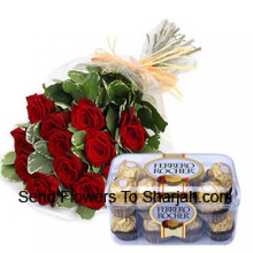 16 Pcs Ferrero Rochers com Lindas 12 Rosas Vermelhas