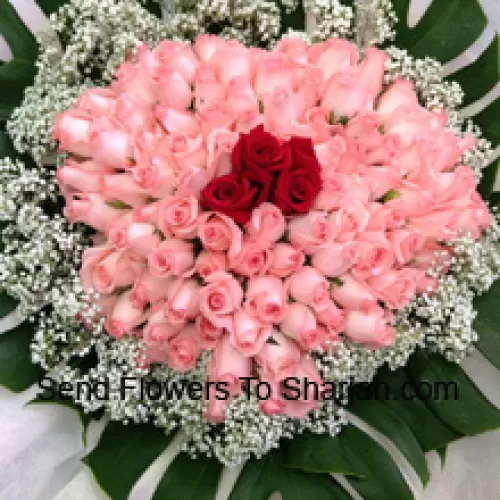 <b>Product Description</b><br><br>Bunch Of 97 Pink And 3 Red Roses With Seasonal Fillers<br><br><b>Delivery Information</b><br><br>* The design and packaging of the product can always vary and is subject to the availability of flowers and other products available at the time of delivery.<br><br>* The "Time selected is treated as a preference/request and is not a fixed time for delivery". We only guarantee delivery on a "Specified Date" and not within a specified "Time Frame".