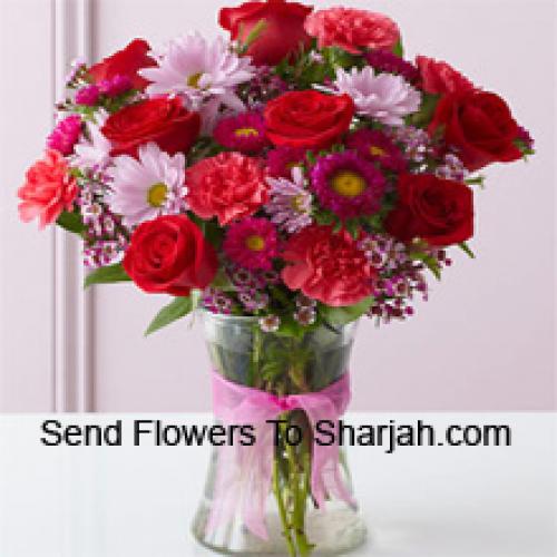 Cute Red Roses and Carnations