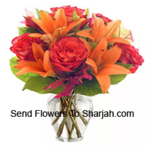 <b>Product Description</b><br><br>Orange Lilies And Orange Roses With Seasonal Fillers Arranged Beautifully In A Glass Vase<br><br><b>Delivery Information</b><br><br>* The design and packaging of the product can always vary and is subject to the availability of flowers and other products available at the time of delivery.<br><br>* The "Time selected is treated as a preference/request and is not a fixed time for delivery". We only guarantee delivery on a "Specified Date" and not within a specified "Time Frame".