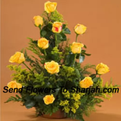 <b>Product Description</b><br><br>Basket Of 12 Yellow Roses With Fillers<br><br><b>Delivery Information</b><br><br>* The design and packaging of the product can always vary and is subject to the availability of flowers and other products available at the time of delivery.<br><br>* The "Time selected is treated as a preference/request and is not a fixed time for delivery". We only guarantee delivery on a "Specified Date" and not within a specified "Time Frame".