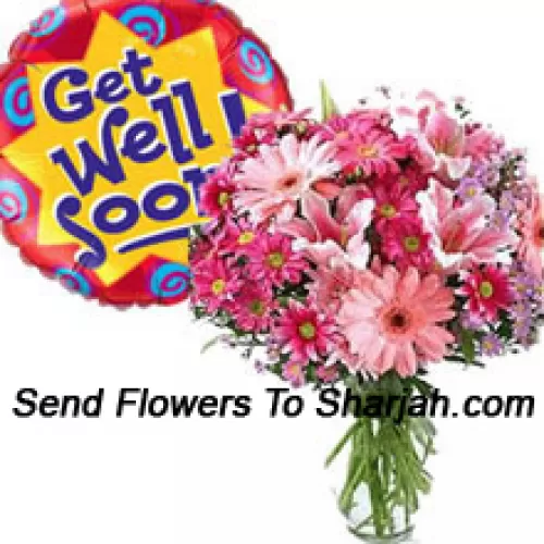 <b>Product Description</b><br><br>Assorted Flowers In A Vase And A Get Well Soon Balloon<br><br><b>Delivery Information</b><br><br>* The design and packaging of the product can always vary and is subject to the availability of flowers and other products available at the time of delivery.<br><br>* The "Time selected is treated as a preference/request and is not a fixed time for delivery". We only guarantee delivery on a "Specified Date" and not within a specified "Time Frame".