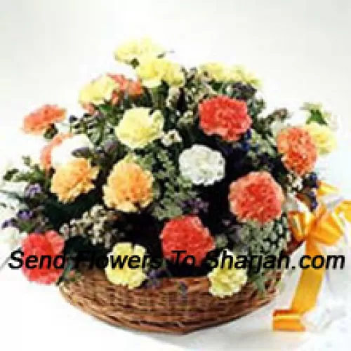 <b>Product Description</b><br><br>Basket Of 24 Mixed Colored Carnations With Seasonal Fillers<br><br><b>Delivery Information</b><br><br>* The design and packaging of the product can always vary and is subject to the availability of flowers and other products available at the time of delivery.<br><br>* The "Time selected is treated as a preference/request and is not a fixed time for delivery". We only guarantee delivery on a "Specified Date" and not within a specified "Time Frame".