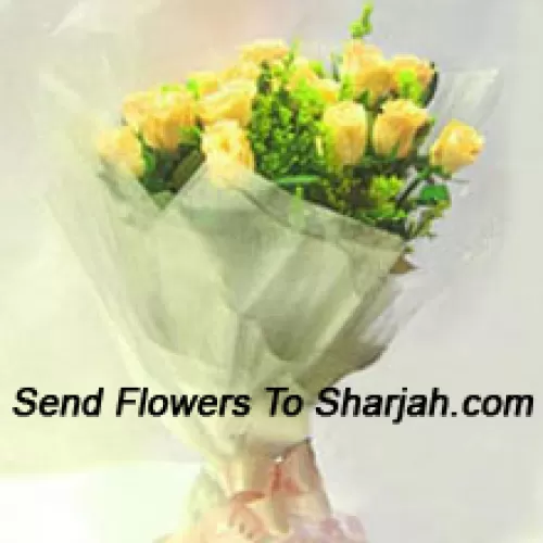 <b>Product Description</b><br><br>Bunch Of 12 Yellow Roses With Seasonal Fillers<br><br><b>Delivery Information</b><br><br>* The design and packaging of the product can always vary and is subject to the availability of flowers and other products available at the time of delivery.<br><br>* The "Time selected is treated as a preference/request and is not a fixed time for delivery". We only guarantee delivery on a "Specified Date" and not within a specified "Time Frame".