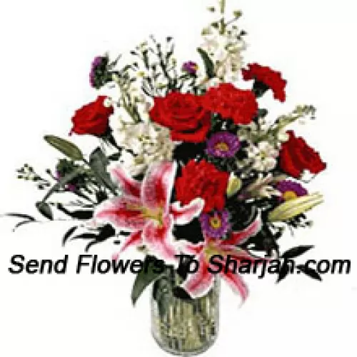 <b>Product Description</b><br><br>Roses And Lilies In A Vase<br><br><b>Delivery Information</b><br><br>* The design and packaging of the product can always vary and is subject to the availability of flowers and other products available at the time of delivery.<br><br>* The "Time selected is treated as a preference/request and is not a fixed time for delivery". We only guarantee delivery on a "Specified Date" and not within a specified "Time Frame".