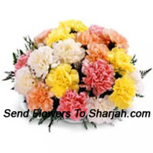 <b>Product Description</b><br><br>Basket Of 24 Mixed Colored Carnations<br><br><b>Delivery Information</b><br><br>* The design and packaging of the product can always vary and is subject to the availability of flowers and other products available at the time of delivery.<br><br>* The "Time selected is treated as a preference/request and is not a fixed time for delivery". We only guarantee delivery on a "Specified Date" and not within a specified "Time Frame".