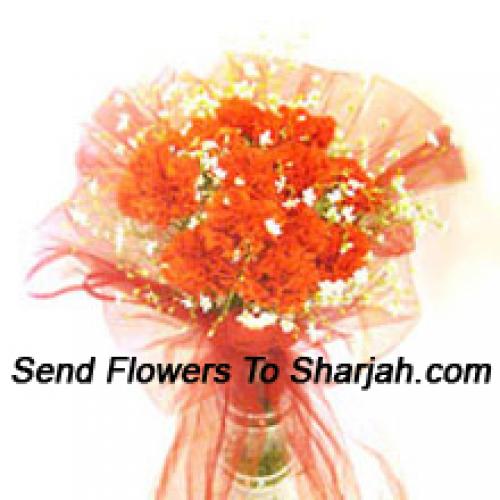 12 Orange Carnations in Vase