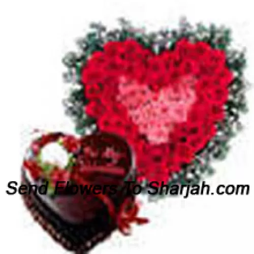 <b>Product Description</b><br><br>Heart Shaped Arrangement Of 50 Red Roses And A 1 Kg (2.2 Lbs) Chocolate Truffle Cake<br><br><b>Delivery Information</b><br><br>* The design and packaging of the product can always vary and is subject to the availability of flowers and other products available at the time of delivery.<br><br>* The "Time selected is treated as a preference/request and is not a fixed time for delivery". We only guarantee delivery on a "Specified Date" and not within a specified "Time Frame".
