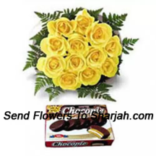 <b>Product Description</b><br><br>Bunch Of 12 Yellow Roses And A Box Of Chocolate<br><br><b>Delivery Information</b><br><br>* The design and packaging of the product can always vary and is subject to the availability of flowers and other products available at the time of delivery.<br><br>* The "Time selected is treated as a preference/request and is not a fixed time for delivery". We only guarantee delivery on a "Specified Date" and not within a specified "Time Frame".