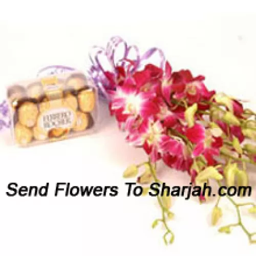 <b>Product Description</b><br><br>Bunch Of Orchids With 16 Pcs Ferrero Rocher<br><br><b>Delivery Information</b><br><br>* The design and packaging of the product can always vary and is subject to the availability of flowers and other products available at the time of delivery.<br><br>* The "Time selected is treated as a preference/request and is not a fixed time for delivery". We only guarantee delivery on a "Specified Date" and not within a specified "Time Frame".