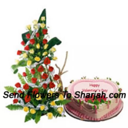<b>Product Description</b><br><br>Tall Arrangement Of 100 Red Roses Along With A 1 Kg Heart Shaped Strawberry Cake<br><br><b>Delivery Information</b><br><br>* The design and packaging of the product can always vary and is subject to the availability of flowers and other products available at the time of delivery.<br><br>* The "Time selected is treated as a preference/request and is not a fixed time for delivery". We only guarantee delivery on a "Specified Date" and not within a specified "Time Frame".