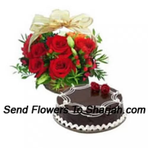 <b>Product Description</b><br><br>Basket Of 12 Red Roses With 1 Kg Chocolate Truffle Cake<br><br><b>Delivery Information</b><br><br>* The design and packaging of the product can always vary and is subject to the availability of flowers and other products available at the time of delivery.<br><br>* The "Time selected is treated as a preference/request and is not a fixed time for delivery". We only guarantee delivery on a "Specified Date" and not within a specified "Time Frame".