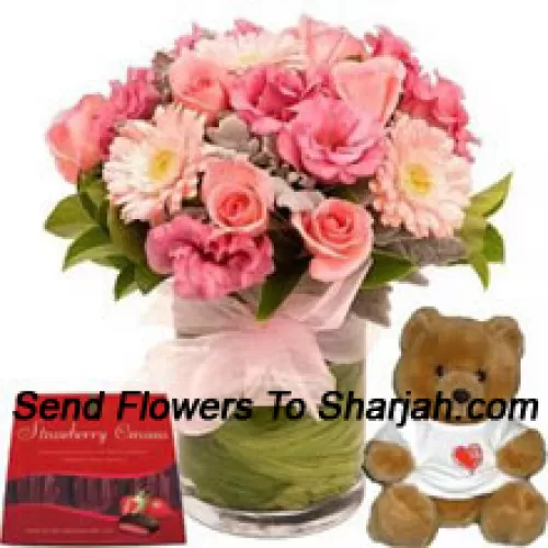 <b>Product Description</b><br><br>Assorted Flowers In A Vase, A Cute Teddy Bear And A Box Of Chocolate<br><br><b>Delivery Information</b><br><br>* The design and packaging of the product can always vary and is subject to the availability of flowers and other products available at the time of delivery.<br><br>* The "Time selected is treated as a preference/request and is not a fixed time for delivery". We only guarantee delivery on a "Specified Date" and not within a specified "Time Frame".