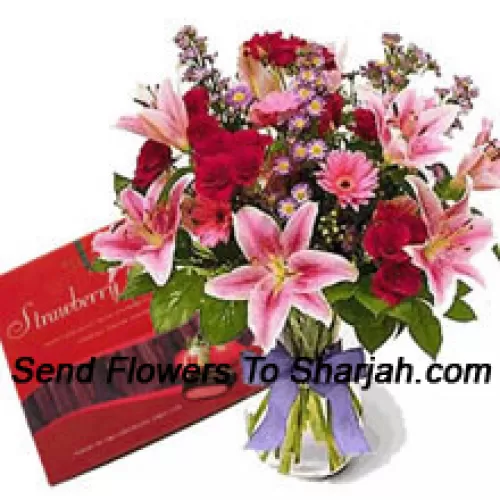 <b>Product Description</b><br><br>Assorted Flowers In A Vase And A Box Of Chocolate<br><br><b>Delivery Information</b><br><br>* The design and packaging of the product can always vary and is subject to the availability of flowers and other products available at the time of delivery.<br><br>* The "Time selected is treated as a preference/request and is not a fixed time for delivery". We only guarantee delivery on a "Specified Date" and not within a specified "Time Frame".