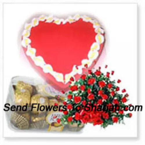 <b>Product Description</b><br><br>Basket Of 100 Red Roses With 16 Pcs Ferrero Rocher and a 1 Kg (2.2 Lbs) Strawberry Cake<br><br><b>Delivery Information</b><br><br>* The design and packaging of the product can always vary and is subject to the availability of flowers and other products available at the time of delivery.<br><br>* The "Time selected is treated as a preference/request and is not a fixed time for delivery". We only guarantee delivery on a "Specified Date" and not within a specified "Time Frame".