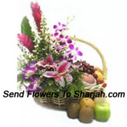 <b>Product Description</b><br><br>Basket Of 4 Kg (8.8 Lbs) Assorted Fresh Fruit Basket With Assorted Flowers<br><br><b>Delivery Information</b><br><br>* The design and packaging of the product can always vary and is subject to the availability of flowers and other products available at the time of delivery.<br><br>* The "Time selected is treated as a preference/request and is not a fixed time for delivery". We only guarantee delivery on a "Specified Date" and not within a specified "Time Frame".