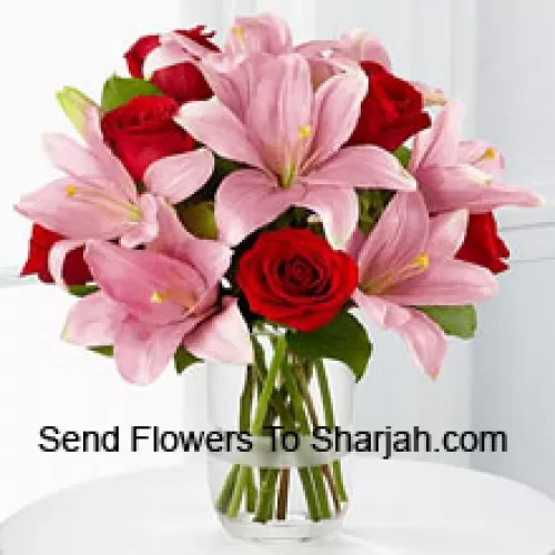 <b>Product Description</b><br><br>Red Roses And Pink Lilies With Seasonal Fillers In A Glass Vase<br><br><b>Delivery Information</b><br><br>* The design and packaging of the product can always vary and is subject to the availability of flowers and other products available at the time of delivery.<br><br>* The "Time selected is treated as a preference/request and is not a fixed time for delivery". We only guarantee delivery on a "Specified Date" and not within a specified "Time Frame".