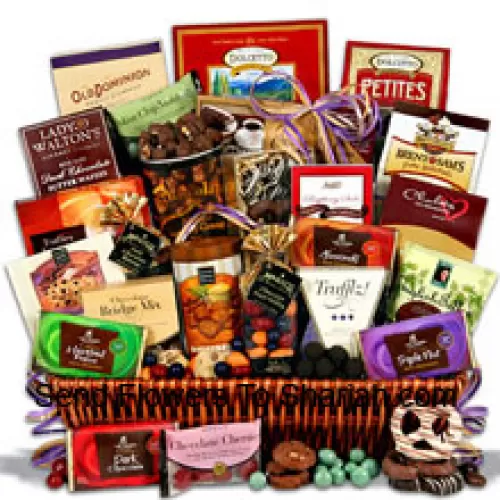 <b>Product Description</b><br><br>This amazing new addition to our chocolate gift baskets collection is overflowing with twenty-four sinfully delicious chocolate indulgences that will impress the taste buds of even the most seasoned chocoholics. With a generous selection of gourmet treats ranging from chocolate bars to chocolate cookies and everything in between, it is easy to see why this design is a show-stopper. (Please Note That We Reserve The Right To Substitute Any Product With A Suitable Product Of Equal Value In Case Of Non-Availability Of A Certain Product)<br><br><b>Delivery Information</b><br><br>* The design and packaging of the product can always vary and is subject to the availability of flowers and other products available at the time of delivery.<br><br>* The "Time selected is treated as a preference/request and is not a fixed time for delivery". We only guarantee delivery on a "Specified Date" and not within a specified "Time Frame".